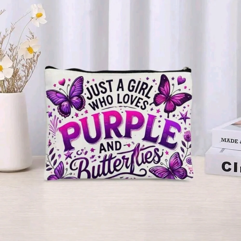 Just A Girl Who Loves Purple And Butterflies Zipper Purse Pouch